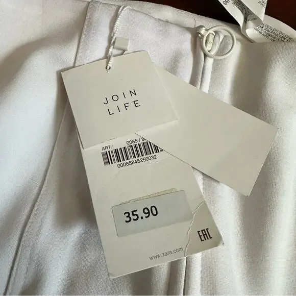 Zara Kappa Mini Skirt White Red Zip Front Summer Medium NWT Collegiate - Picture 8 of 15